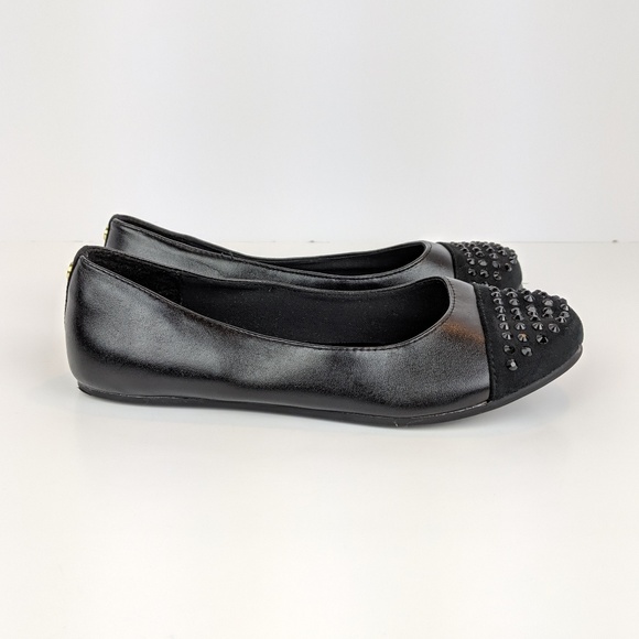 Tahari Lilah Beaded Leather Suede Flats 4 - Picture 4 of 8